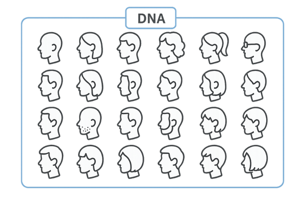 27タイプのAGA分類を視覚化した線画