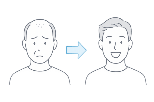 AGA治療前後の男性を比較する線画