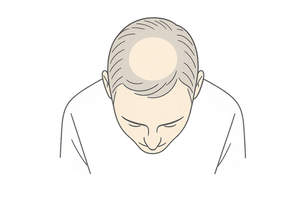 O字型薄毛 – 頭頂部つむじ周辺の薄毛イラスト