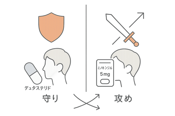 40代AGA治療 攻めと守りイメージ