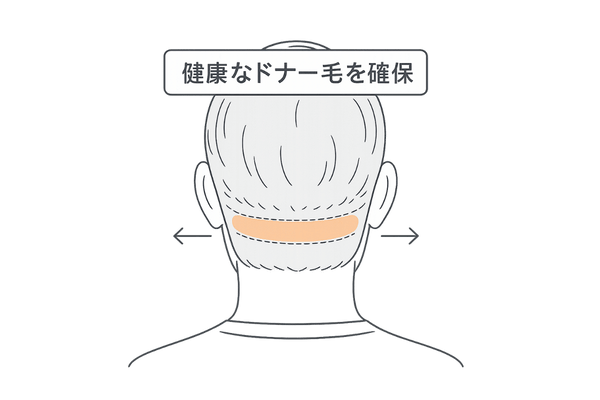 ドナー採取ストリップの位置を示すイラスト
