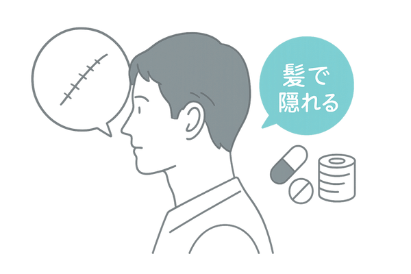 FUT術後の線状傷跡と痛み対策図