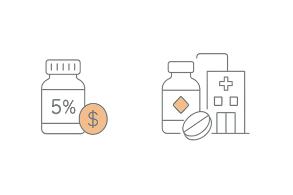 市販発毛剤5％と病院処方薬比較イラスト
