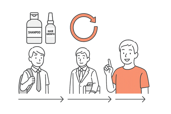 20代前半守りのケアを続けるタイムラインイラスト