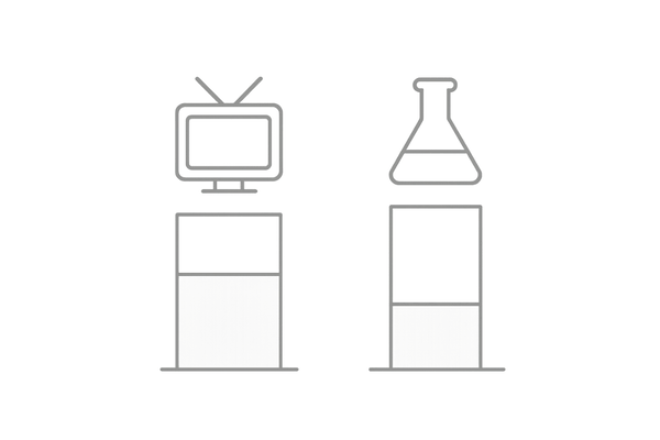 広告費と有効成分コストのトレードオフ棒グラフイラスト