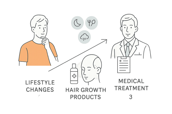 若年層はまず外用+生活改善から始める段階的アプローチ図
