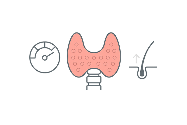 甲状腺機能と髪：代謝低下で成長が鈍るイメージ