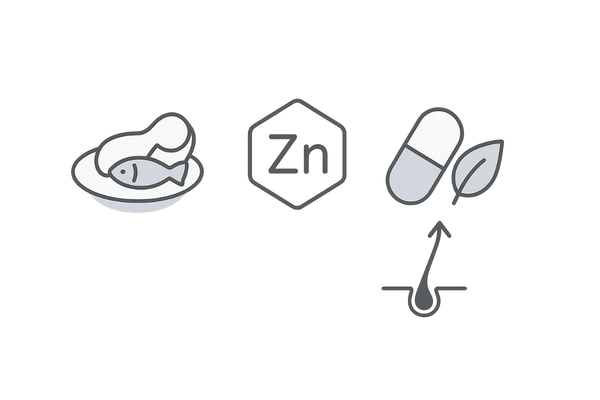 髪に必要な栄養の要点：タンパク質・亜鉛・ビタミンB群のイメージ