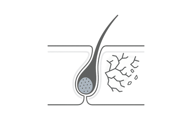 加齢で乱れる皮脂バランス|過剰皮脂と乾燥の対比(毛穴クロスセクション)
