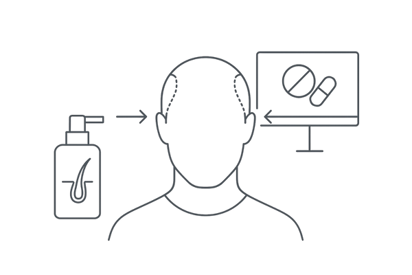 育毛剤+AGA内服薬を医師と相談しながら進めるイメージ
