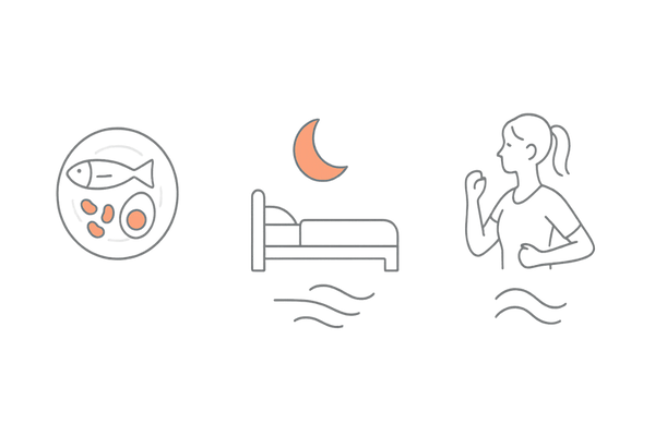10代薄毛対策の基本|食事・睡眠・ストレスの見直しアイコンセット