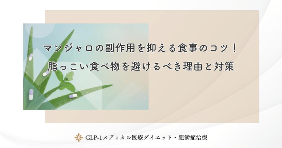 マンジャロの副作用を抑える食事のコツ！脂っこい食べ物を避けるべき理由と対策