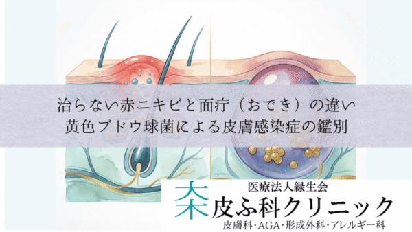 治らない赤ニキビと面疔（おでき）の違い｜黄色ブドウ球菌による皮膚感染症の鑑別
