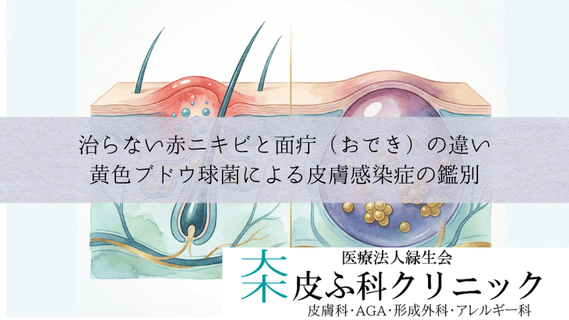 治らない赤ニキビと面疔（おでき）の違い｜黄色ブドウ球菌による皮膚感染症の鑑別