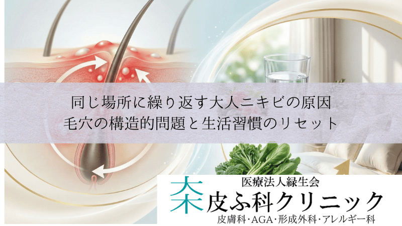 同じ場所に繰り返す大人ニキビの原因｜毛穴の構造的問題と生活習慣のリセット