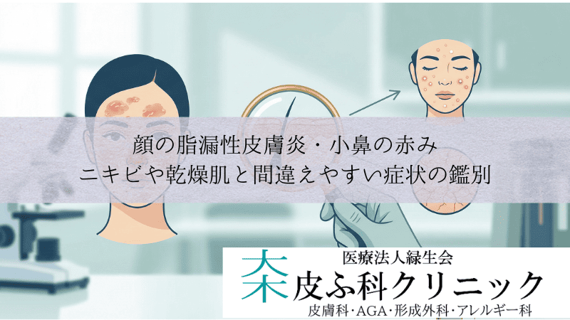 顔の脂漏性皮膚炎・小鼻の赤み｜ニキビや乾燥肌と間違えやすい症状の鑑別