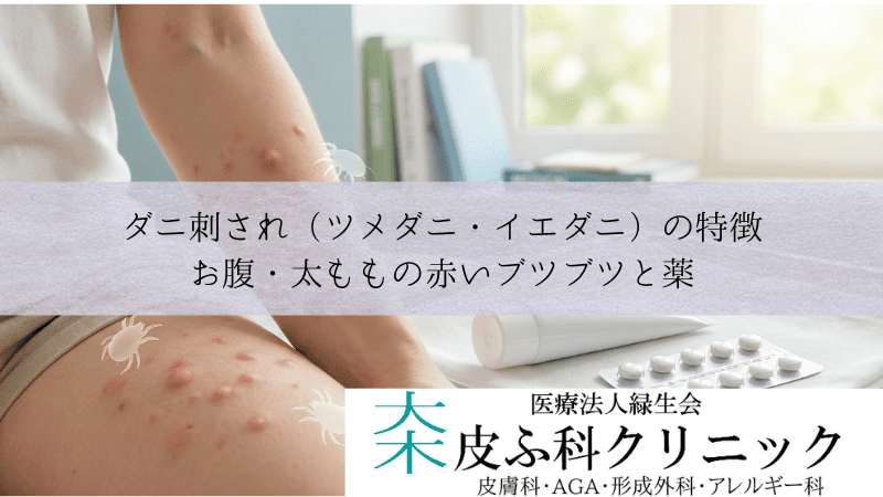 ダニ刺され（ツメダニ・イエダニ）の特徴｜お腹・太ももの赤いブツブツと薬