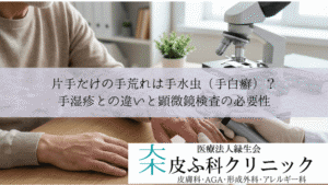 片手だけの手荒れは手水虫（手白癬）？｜手湿疹との違いと顕微鏡検査の必要性