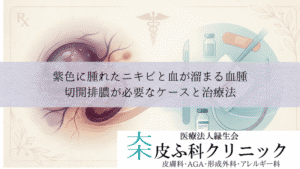 紫色に腫れたニキビと血が溜まる血腫|切開排膿が必要なケースと治療法