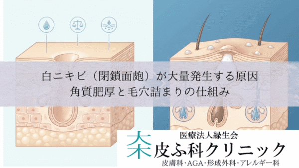 白ニキビ（閉鎖面皰）が大量発生する原因｜角質肥厚と毛穴詰まりの仕組み