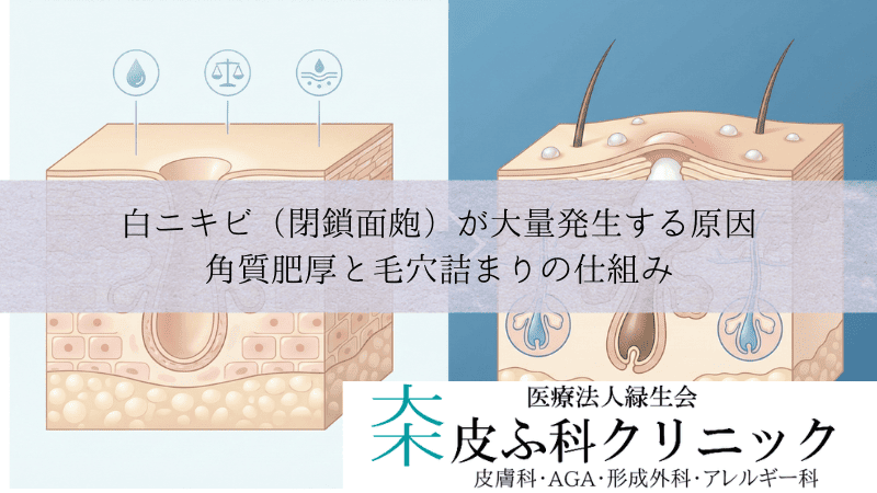 白ニキビ（閉鎖面皰）が大量発生する原因｜角質肥厚と毛穴詰まりの仕組み