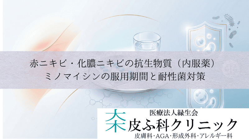 赤ニキビ・化膿ニキビの抗生物質（内服薬）｜ミノマイシンの服用期間と耐性菌対策