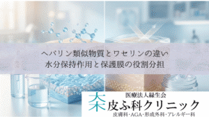 ヘパリン類似物質とワセリンの違い|水分保持作用と保護膜の役割分担