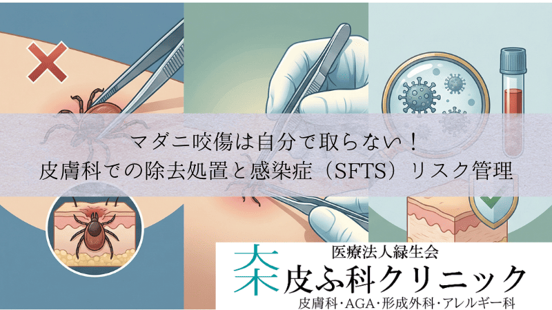マダニ咬傷は自分で取らない!皮膚科での除去処置と感染症(SFTS)リスク管理
