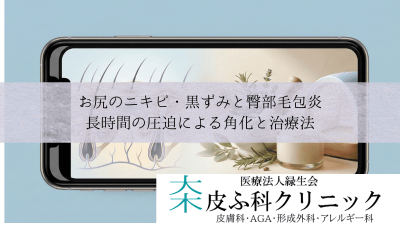 お尻のニキビ・黒ずみと臀部毛包炎｜長時間の圧迫による角化と治療法