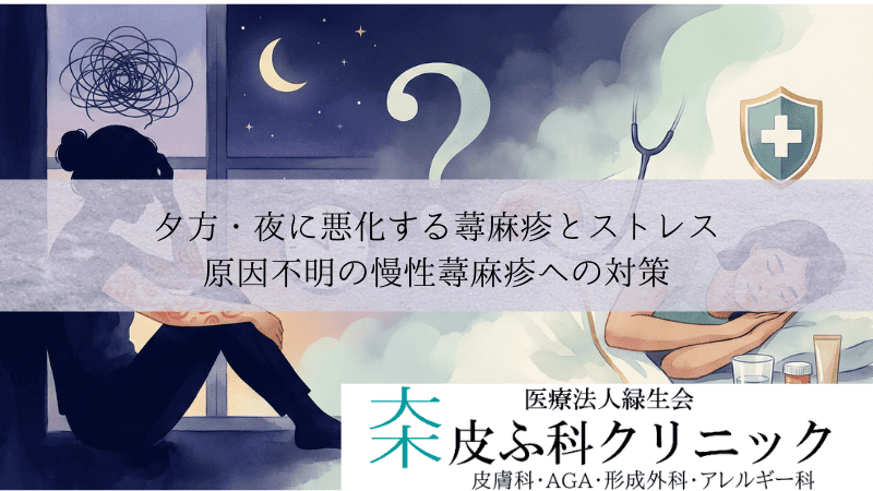 夕方・夜に悪化する蕁麻疹とストレス｜原因不明の慢性蕁麻疹への対策