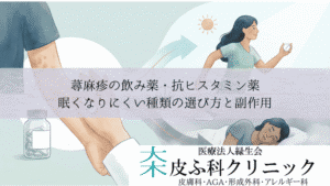 蕁麻疹の飲み薬・抗ヒスタミン薬|眠くなりにくい種類の選び方と副作用
