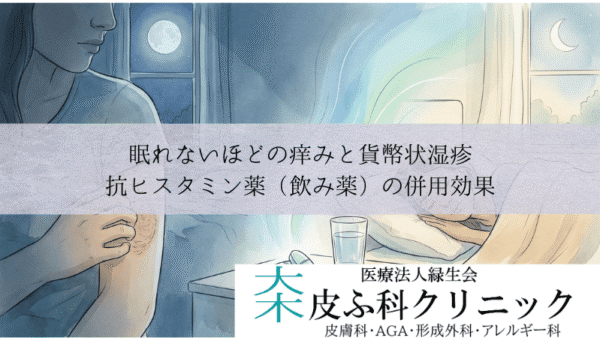 眠れないほどの痒みと貨幣状湿疹｜抗ヒスタミン薬（飲み薬）の併用効果