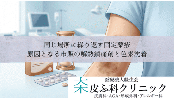 同じ場所に繰り返す固定薬疹｜原因となる市販の解熱鎮痛剤と色素沈着
