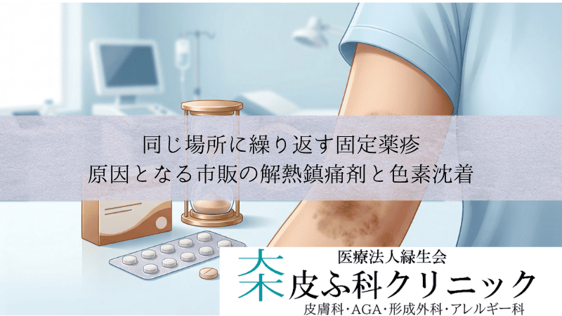 同じ場所に繰り返す固定薬疹｜原因となる市販の解熱鎮痛剤と色素沈着