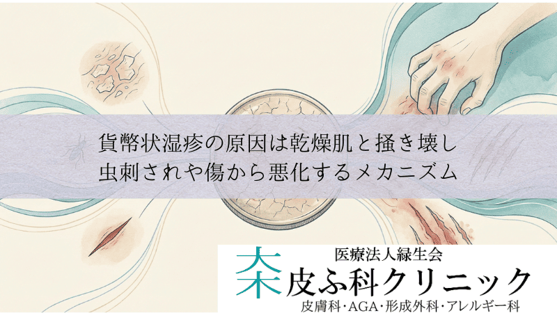 貨幣状湿疹の原因は乾燥肌と掻き壊し｜虫刺されや傷から悪化するメカニズム