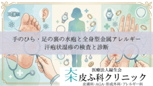 手のひら・足の裏の水疱と全身型金属アレルギー|汗疱状湿疹の検査と診断