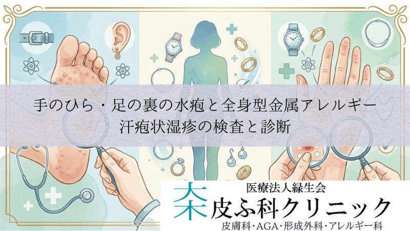 手のひら・足の裏の水疱と全身型金属アレルギー｜汗疱状湿疹の検査と診断