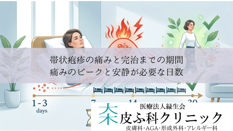 帯状疱疹の痛みと完治までの期間｜痛みのピークと安静が必要な日数