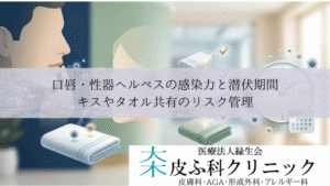 口唇・性器ヘルペスの感染力と潜伏期間｜キスやタオル共有のリスク管理