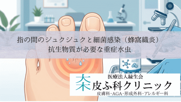 指の間のジュクジュクと細菌感染（蜂窩織炎）｜抗生物質が必要な重症水虫