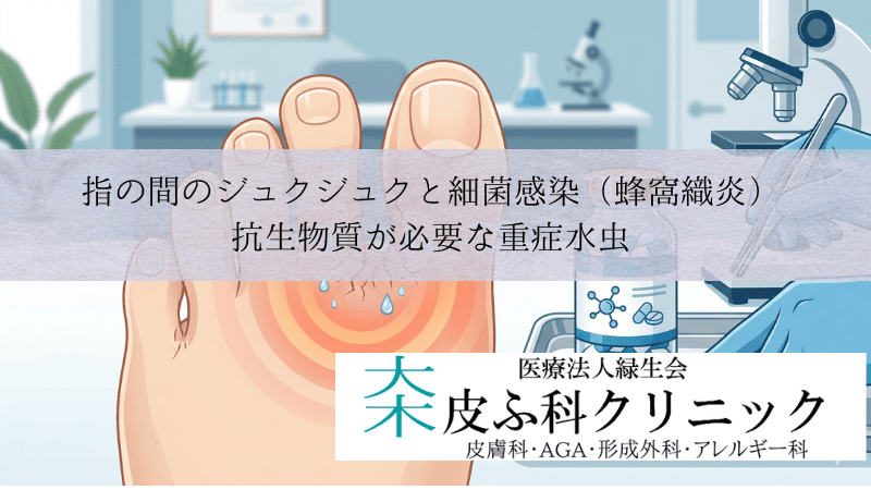 指の間のジュクジュクと細菌感染（蜂窩織炎）｜抗生物質が必要な重症水虫