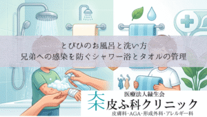 とびひのお風呂と洗い方｜兄弟への感染を防ぐシャワー浴とタオルの管理