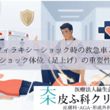 アナフィラキシーショック時の救急車と体位｜ショック体位（足上げ）の重要性