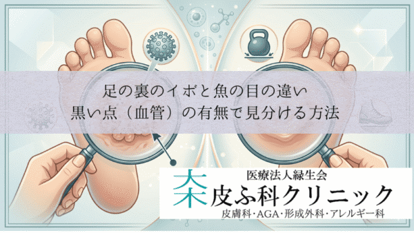 足の裏のイボと魚の目の違い｜黒い点（血管）の有無で見分ける方法