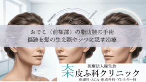 おでこ(前額部)の脂肪腫の手術|傷跡を髪の生え際やシワに隠す治療