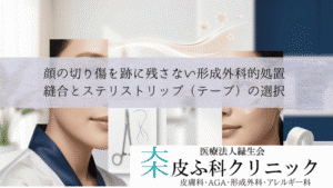 顔の切り傷を跡に残さない形成外科的処置｜縫合とステリストリップ（テープ）の選択