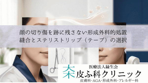 顔の切り傷を跡に残さない形成外科的処置｜縫合とステリストリップ（テープ）の選択