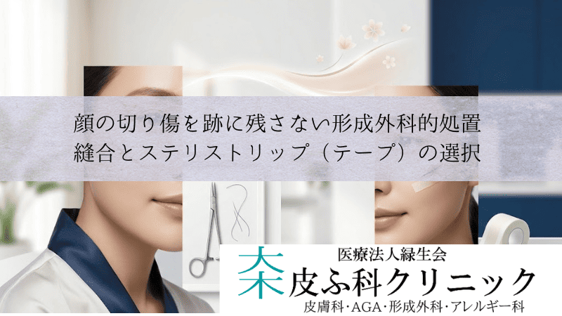 顔の切り傷を跡に残さない形成外科的処置|縫合とステリストリップ(テープ)の選択