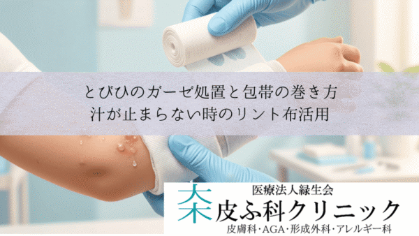 とびひのガーゼ処置と包帯の巻き方｜汁が止まらない時のリント布活用