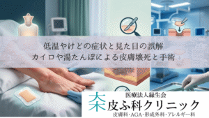低温やけどの症状と見た目の誤解|カイロや湯たんぽによる皮膚壊死と手術